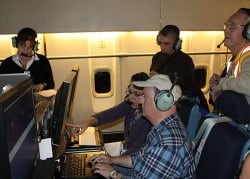 Researchers work at the FLITECAM instrument station on board SOFIA on Feb. 20 (NASA/SOFIA/N. Veronico)