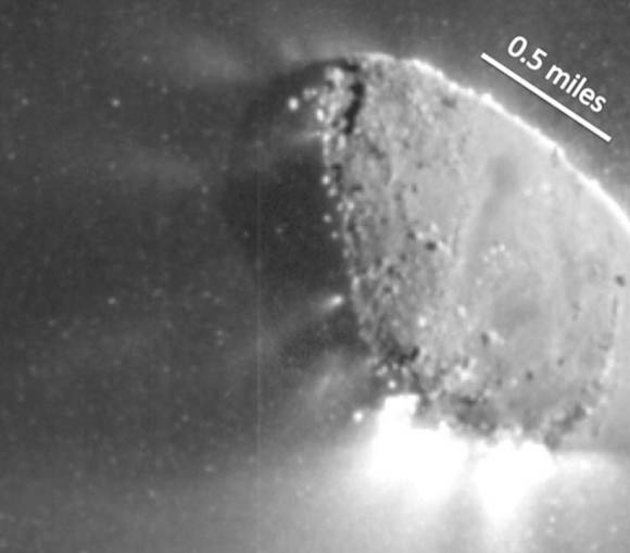 Multiple jets were actively spewing ice and dust when NASA's EPOXI mission zoomed by Comet Hartley 2 in November 2010. Credit: NASA