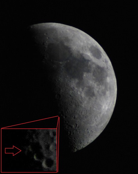 A 1st Quarter Moon with the Lunar X (inset). (Photo by Author).