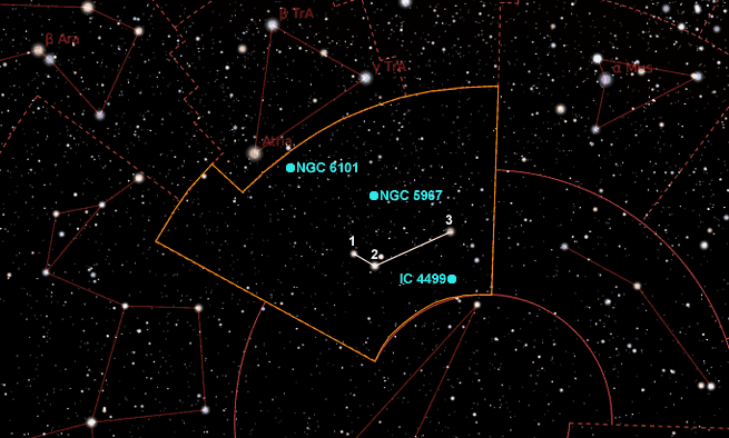 The southern constellation Apus and neighboring Deep Sky Objects. Credit: absoluteaxarquia.com