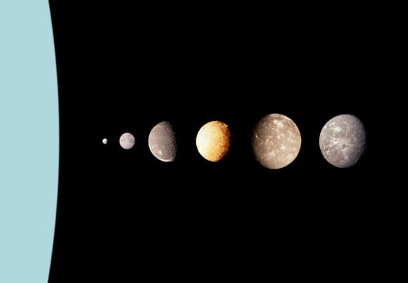A montage of Uranus's moons. Image credit: NASA