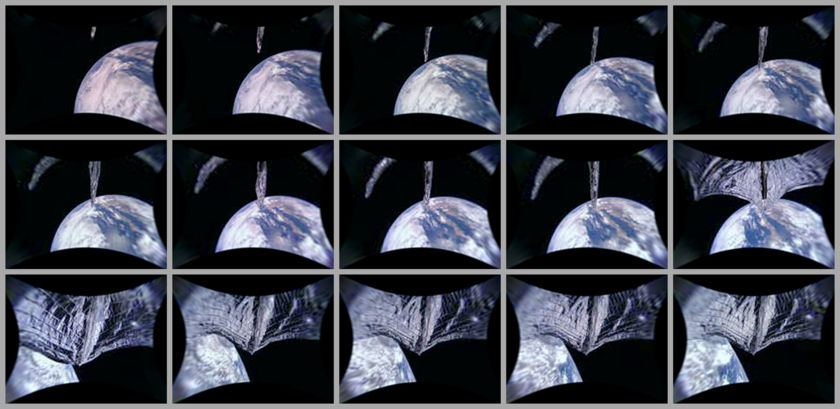 This series of thumbnails is from camera 2 on LightSail 2. The first 13 frames have 10 second intervals, the last two have 30 second intervals. Image Credit: The Planetary Society.