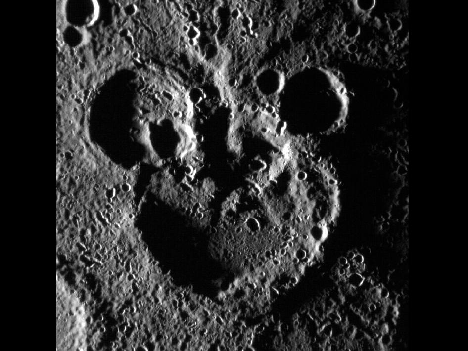 Move over, Pluto... Disney already has dibs on Mercury as seen in this MESSENGER photo.