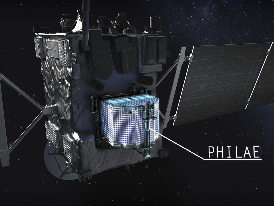 An illustration of the Rosetta spacecraft and its little hitch-hiker, the Philae lander. Image Credit: By DLR, CC-BY 3.0, CC BY 3.0 de, https://commons.wikimedia.org/w/index.php?curid=34751474