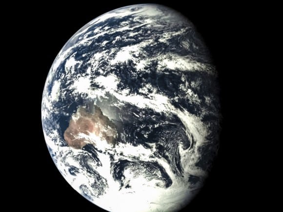 A view of Earth on October 24, 2014 from the Chinese Chang’e-5 T1 spacecraft. Credit: Xinhua News, via UnmannedSpaceflight.com.