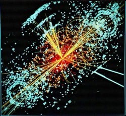Bosons, fermions and other particles after a collsion. Credit: CERN