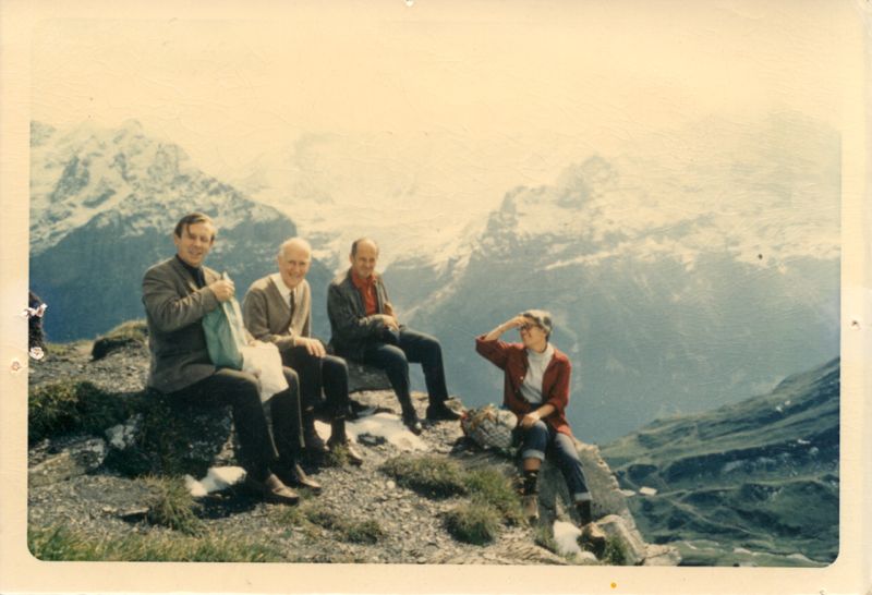 Vera Rubin with John Baldwin, Jan Oort, and husband Bob Rubin, in Switzerland in 1969. Image Credit: Courtesy Carnegie Institution for Science Department of Terrestrial Magnetism Archives