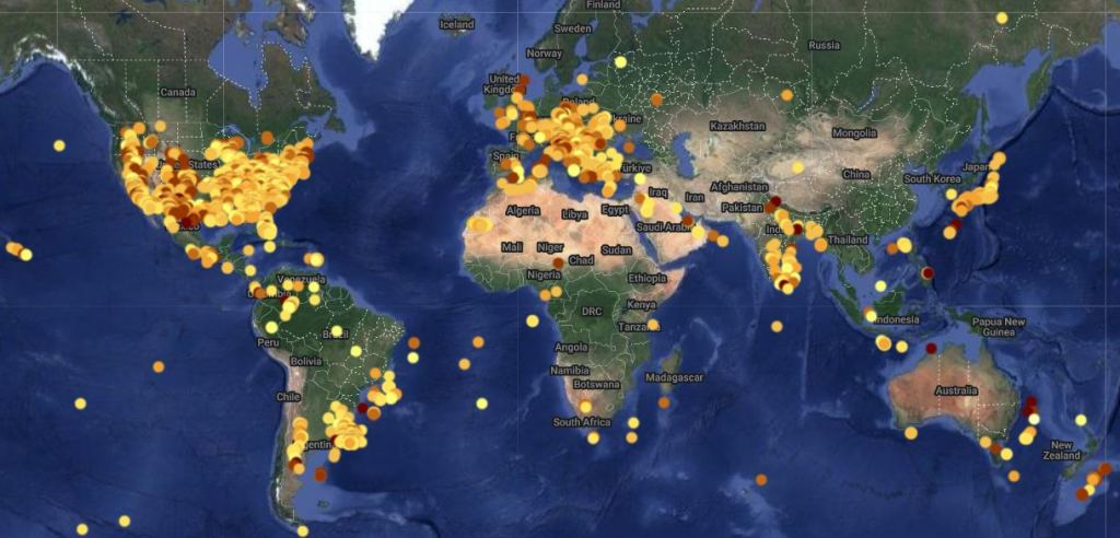 Map of 2022 GLOBE at Night participation. For more information, click on the image. Image Credit: GLOBE at Night / NOAO