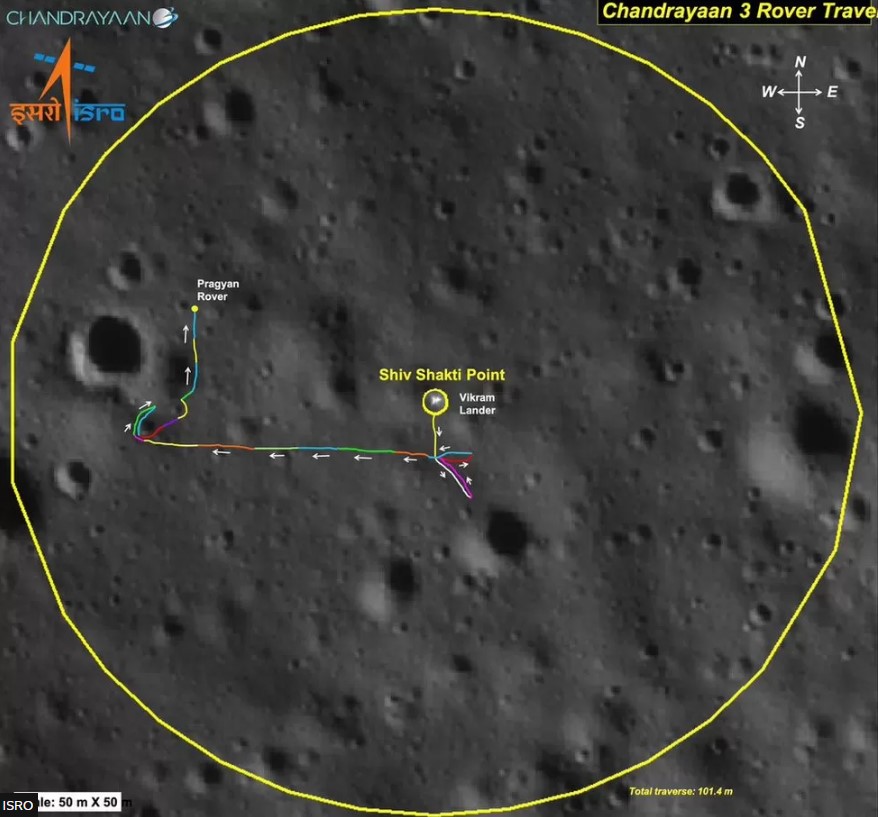 If ISRO's Chandrayaan-3 mission is truly over, it was still a success. It was the first spacecraft to land at the Moon's south pole region. Image Credit: ISRO