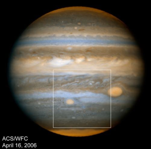 This 2006 Hubble image shows how red the Junior spot was. Image Credit: NASA, ESA, A. Simon-Miller (NASA/GSFC), and I. de Pater (University of California Berkeley)