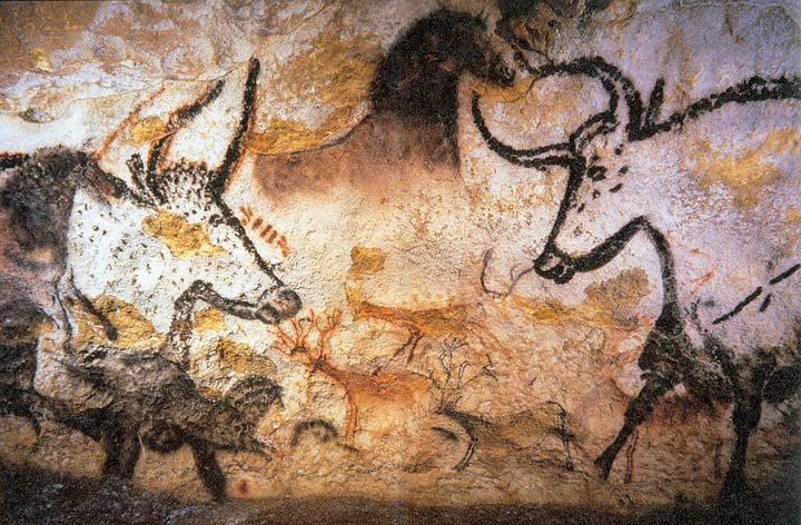 This is one of the paintings in the Lascaux Caves in France, where paleolithic artists used manganese oxides and other materials to portray the large animals present at the time. Image Credit: By Prof saxx - Own work, Public Domain, https://commons.wikimedia.org/w/index.php?curid=2846254