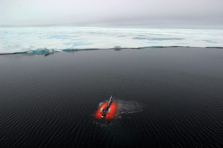 NEI has been under development for several years. Here it is in the Arctic in 2014. Scientists used it to study the rapidly warming Arctic. During these operations, it was controlled remotely via a fiber-optic tether. Image Credit: Chris German, Woods Hole Oceanographic Institution