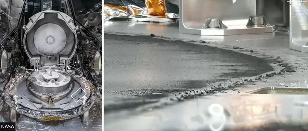 When NASA opened the sample canister, they found that black powder coated the surfaces. The initial results are from this powder. Image Credit: NASA