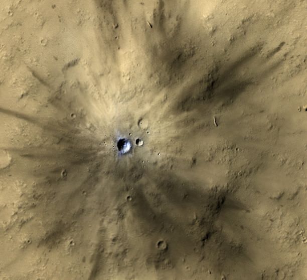 Mars is covered in craters, and many of them are obvious, and don't need AI to find them. This is one of many fresh impact craters spotted by the UA-led HiRISE camera, orbiting the Red Planet on board NASA's Mars Reconnaissance Orbiter since 2006. (Photo: NASA/JPL-Caltech/MSSS/UA).