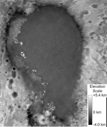 A digital elevation model (DEM) of Sputnik Planitia. Image Credit: Bertrand et al 2020
