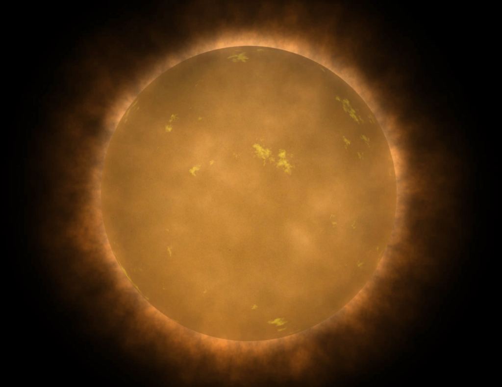 An artist's illustration of a red dwarf star. If you could close enough to a red dwarf, it would actually appear orange because of its surface temperature. Image Credit: NASA/Walt FeimerDerivative: - NASA, Public Domain.
