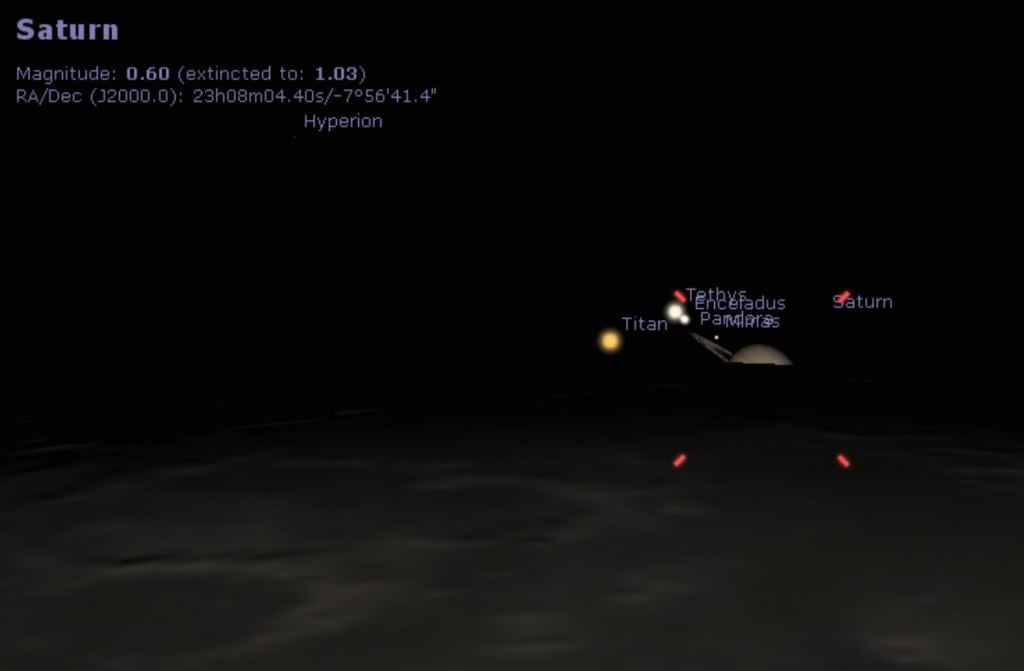 Ingress for this month's occultation of Saturn by the Moon... be sure to keep an eye out for nearby Titan! Credit: Occult 4.1