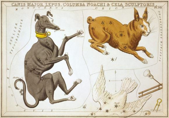 Seen as “Cela Sculptoris” in the lower right of this 1825 star chart from Urania's Mirror. Credit: Sidney Hall/Library of Congress