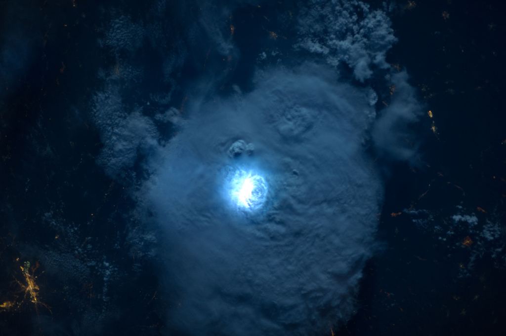 This image was taken by an astronaut on the International Space Station and shows lightning striking Iran. This research shows that the rate of lightning can both obscure and produce biosignatures in different atmospheric conditions. Image Credit: ESA/NASA