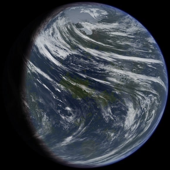 Artist's conception of a terraformed Venus, showing a surface largely covered in oceans. Credit: Wikipedia Commons/Ittiz