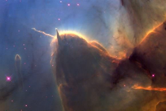 A close detail of the Trifid Nebula, showing the