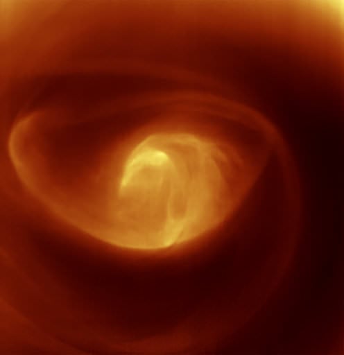 A mass of swirling gas and cloud at Venus’ south pole. Credit: ESA/VIRTIS/INAF-IASF/Obs. de Paris-LESIA/Univ. Oxford.