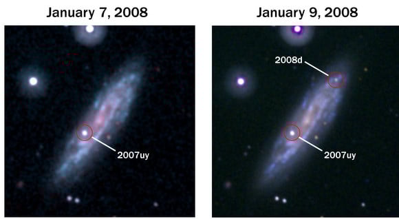 NGC 4258 is significant in the cosmic distance ladder because it contains Cepheid variables similar to both the metallicities of the Milky Way and other galaxies' Cepheids. Astronomers use it to calibrate distances to Cepheids with different metallicities. A new composite of NGC 4258 features X-rays from Chandra (blue), radio waves from the VLA (purple), optical data from Hubble (yellow and blue), and infrared with Spitzer (red). Image Credit: Chandra