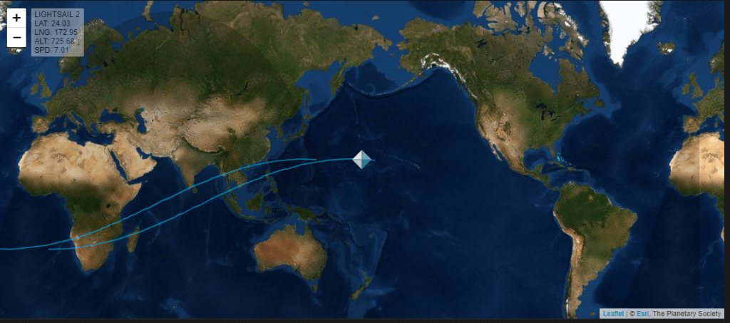 A screen capture from LightSail 2's mission control dashboard. Image Credit: The Planetary Society.