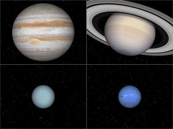 The giant planets of the Solar System (aka. Jovians). Credit: spiff.rit.edu