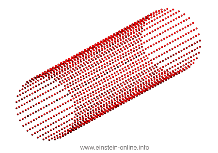Circles of particles, stacked so as to form a cylinder