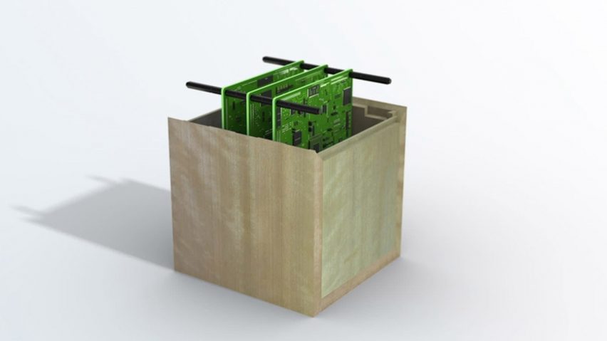 Graphical rendering of a LignoSat demonstration satellite.