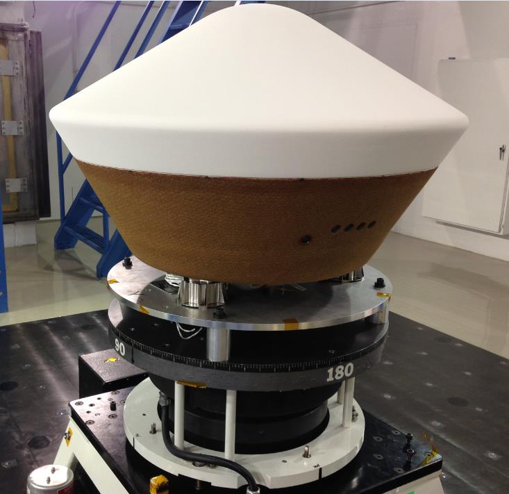 OSIRIS-REx's Sample Return Capsule is an aero-shell design container with a heat shield and parachutes to manage its re-entry into Earth's atmosphere. Image Credit: NASA/Goddard Space Flight Center