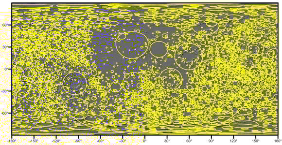 A research team led by Brown University mapped nearly 5,200 craters on the moon, the first global catalog of large craters on the lunar surface. About every 25 million years, an impact powerful enough to eject an object like Kamo?oalewa occurs. Credit: NASA/LRO/LOLA/GSFC/MIT/Brown