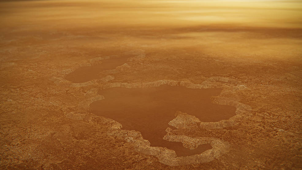 Artist conception of a lake on Titan.