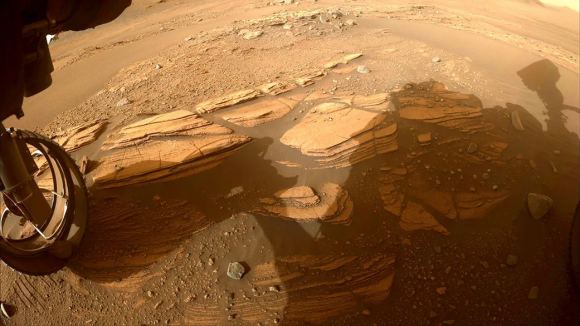 Sedimentary rocks as seen by Perseverance rover at