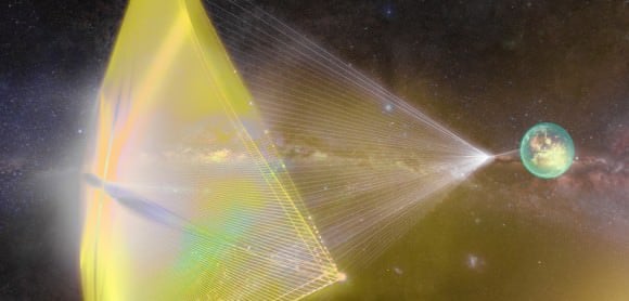 Project Starshot, an initiative sponsored by the Breakthrough Foundation, is intended to be humanity's first interstellar voyage. Credit: breakthroughinitiatives.org