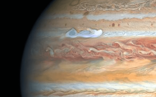 This white storm plume formed on Jupiter on August 18th, 2020. Since then, another has appeared. Image Credit: NASA, ESA, A. Simon (Goddard Space Flight Center), and M. H. Wong (University of California, Berkeley) and the OPAL team.