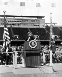 John F. Kennedy speaking at Rice University in 1962. How times have changed (NASA)