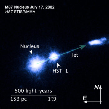 Gas jet from M87. Credit: NASA, ESA, and J. Madrid (McMaster University)