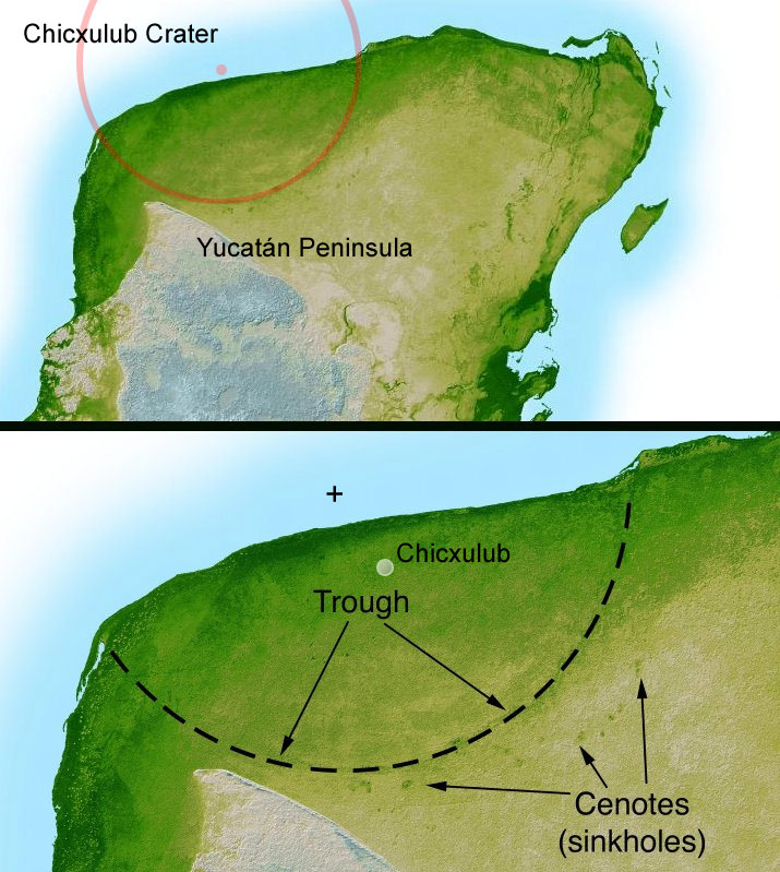 The Chicxulub crater in Mexico. Credit: Wikipedia/NASA