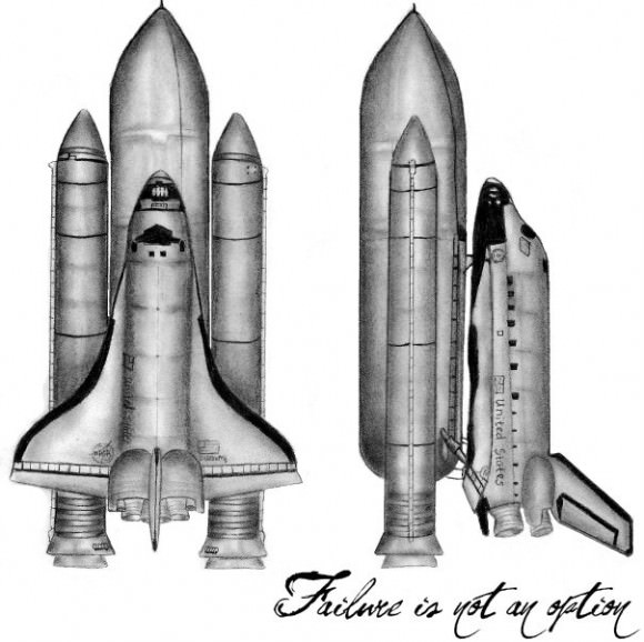 Sketch of the space shuttle. Credit: Assi Suer - Universe Today