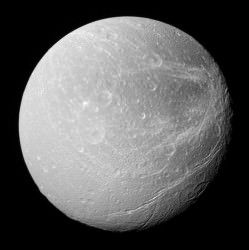 Saturn's moon Dione.  Credit: NASA