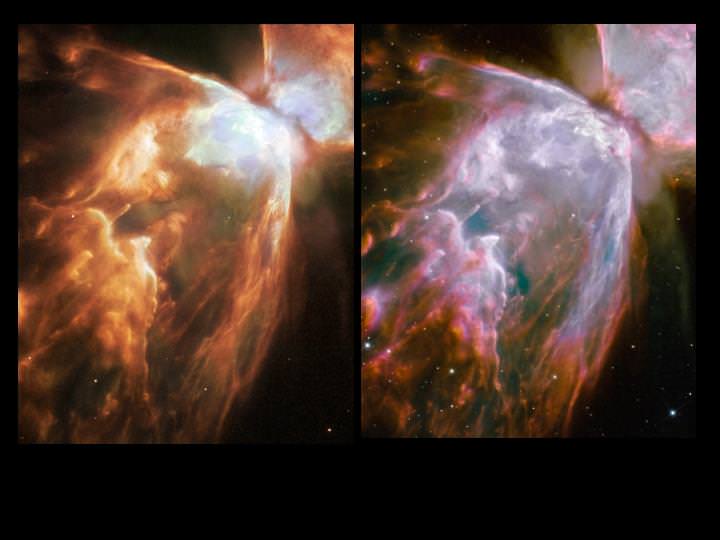 Butterfly Nebula Before And After Credit Nasahubble Team Collage By 9017