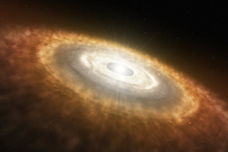 Artist’s impression of a baby star still surrounded by a protoplanetary disk in which planets are forming. The E-ELT should allow astronomers to see inside the disk and watch as planets form. It should also detect water and organic material in these disks. Credit: ESO