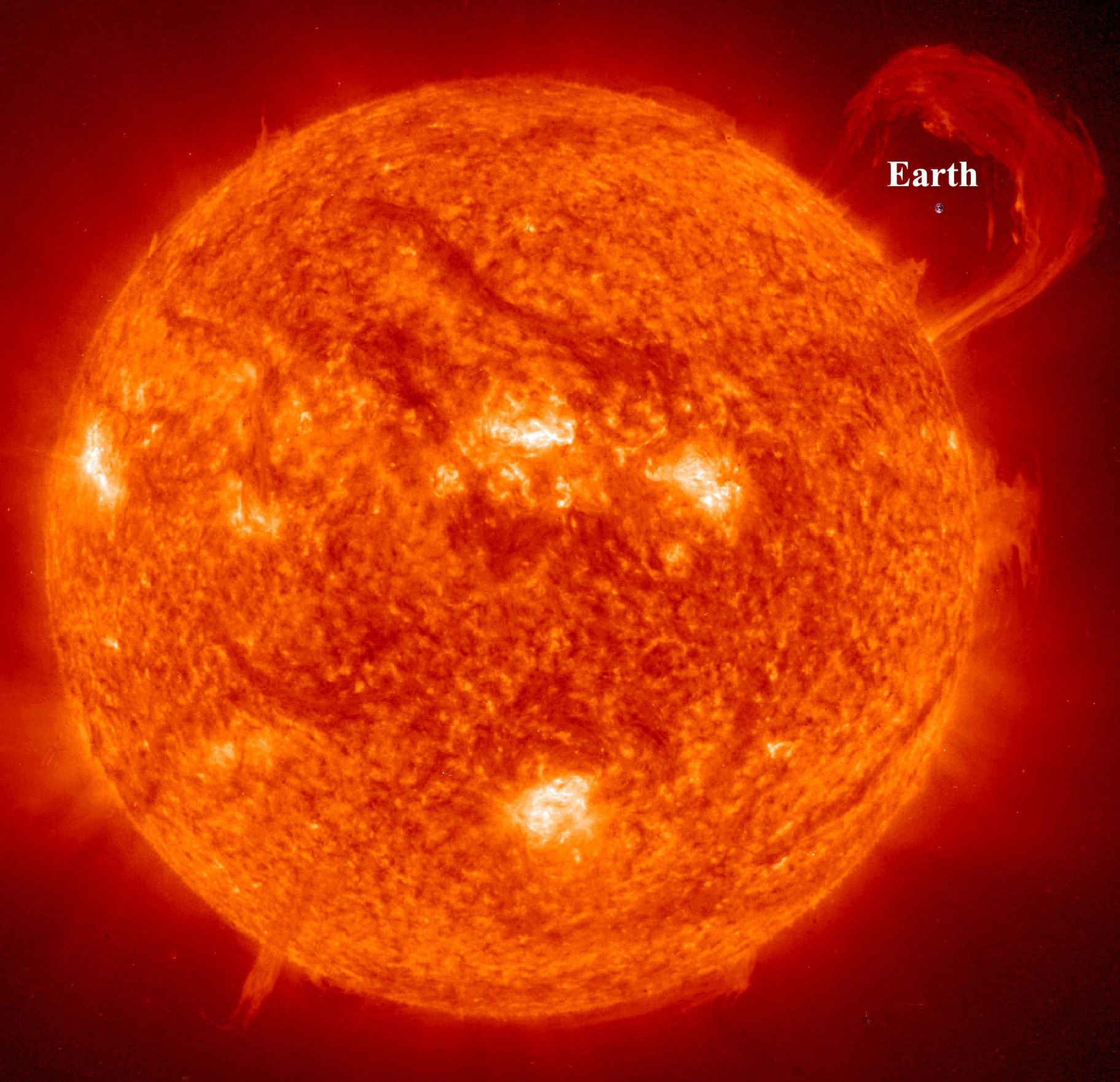 Earth Compared to the Sun. Image credit: NASA