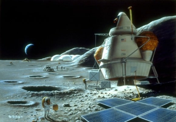Artist concept of a Moon base. Credit: NASA/Pat Rawlings.