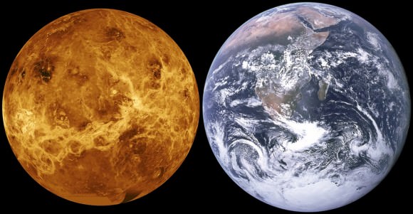 Size comparison of Venus and Earth. Credit: NASA/JPL/Magellan