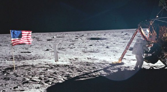 On the Lunar Surface – Apollo 11 astronauts trained on Earth to take individual photographs in succession in order to create a series of frames that could be assembled into panoramic images. This frame from fellow astronaut Buzz Aldrin’s panorama of the Apollo 11 landing site is the only good picture of mission commander Neil Armstrong on the lunar surface. Credit: NASA