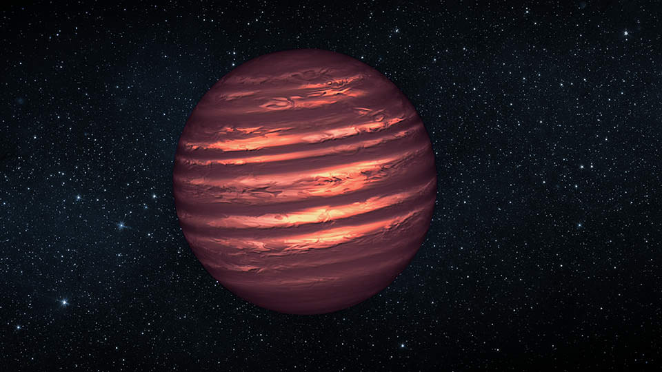 This artist's conception illustrates the brown dwarf named 2MASSJ22282889-431026, observed by NASA's Hubble and Spitzer space telescopes. Brown dwarfs are more massive and hotter than planets but lack the mass required to become stars. Image credit: NASA