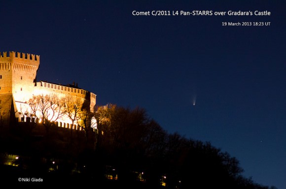 Comet C/2011 Pan-STARRS over Gradara Castle in Italy. Credit and copyright: Niki Giada. 